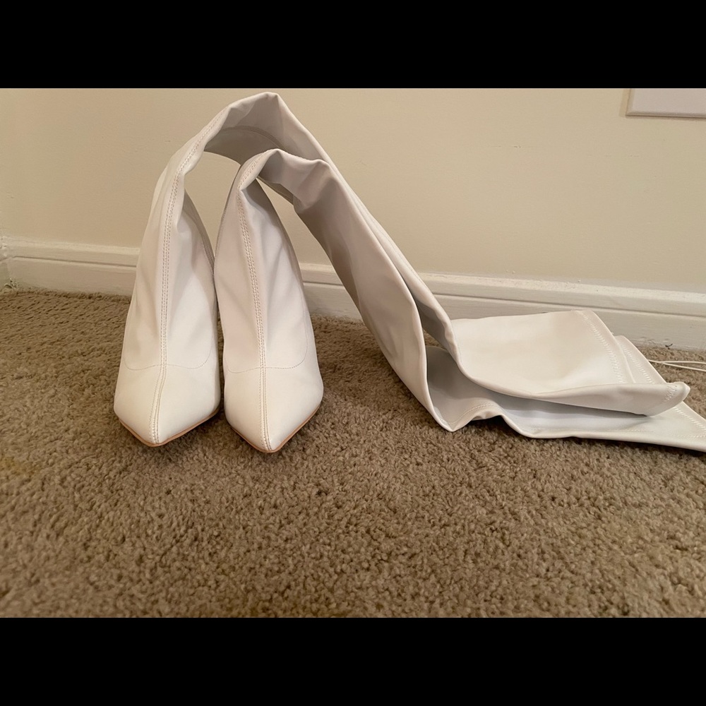 NWT White Mid-Thigh High GoGo Boots